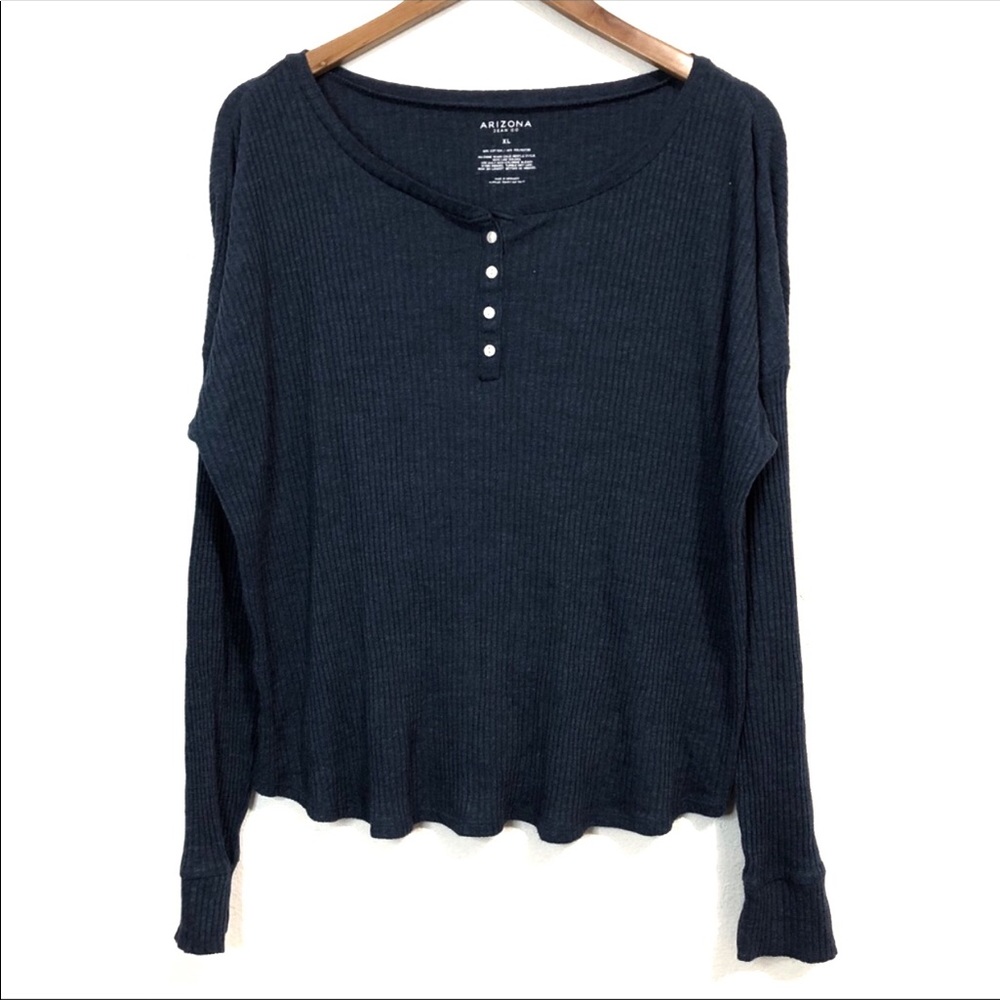 Arizona Navy Long Sleeve Scoop Neck Sweater